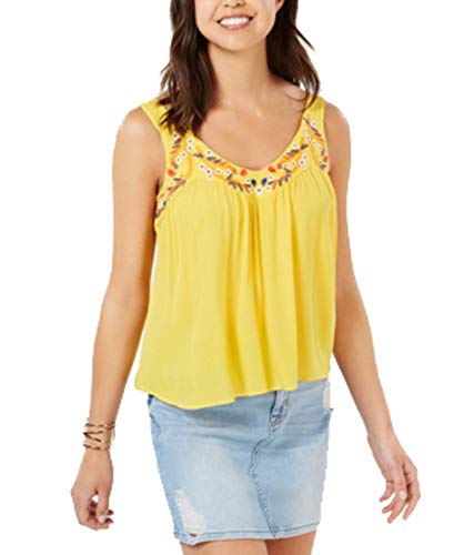 Juniors' Sleeveless Embroidered Top